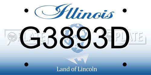 G3893D Illinois License Plate