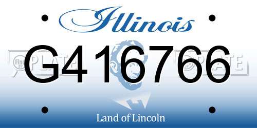 G416766 Illinois License Plate