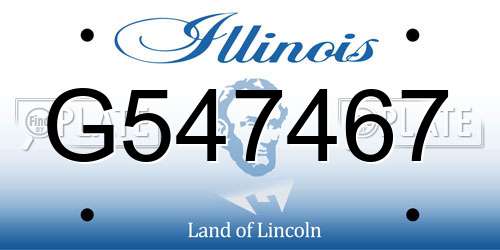 G547467 Illinois License Plate