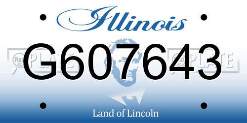 G607643 Illinois License Plate