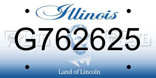 G762625 Illinois License Plate
