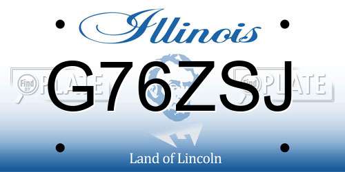 G76ZSJ Illinois License Plate