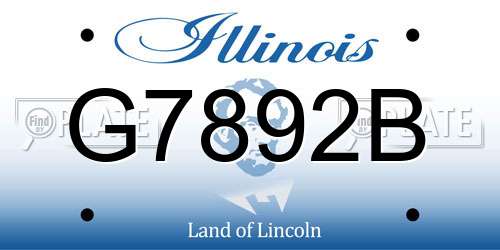 G7892B Illinois License Plate