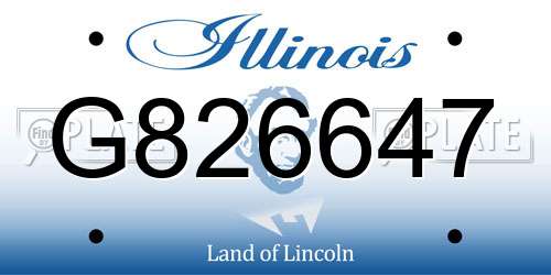 G826647 Illinois License Plate