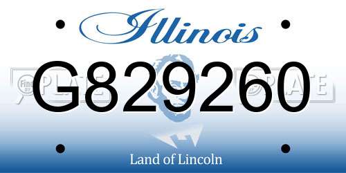G829260 Illinois License Plate