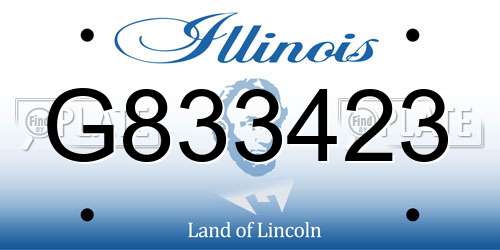 G833423 Illinois License Plate