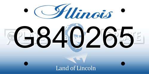 G840265 Illinois License Plate