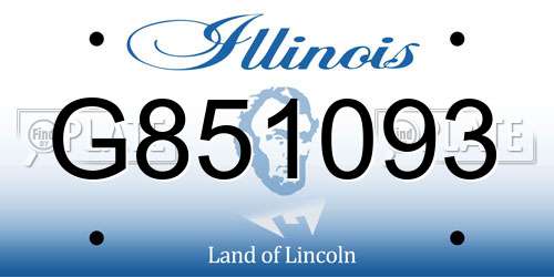 G851093 Illinois License Plate