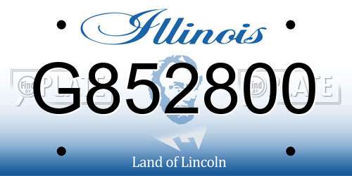 G852800 Illinois License Plate