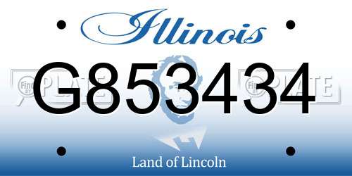 G853434 Illinois License Plate