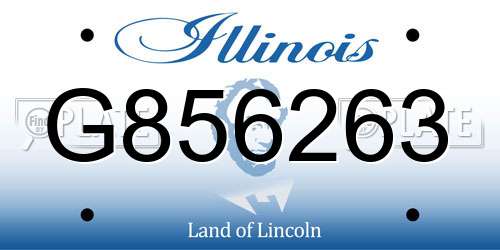 G856263 Illinois License Plate