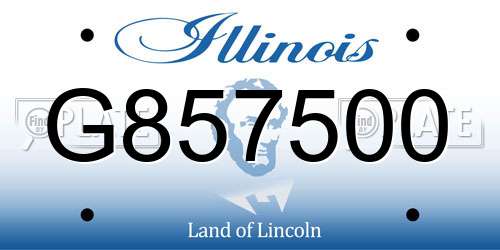 G857500 Illinois License Plate