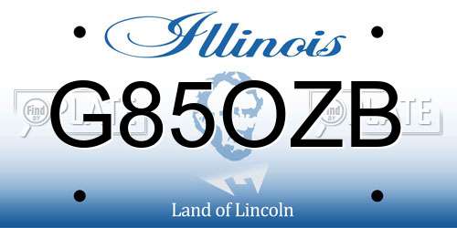 G85OZB Illinois License Plate