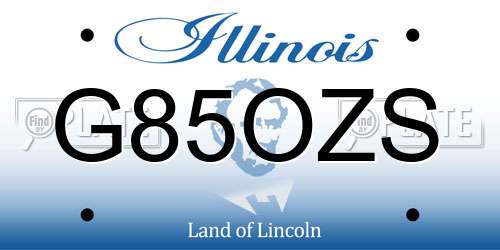 G85OZS Illinois License Plate