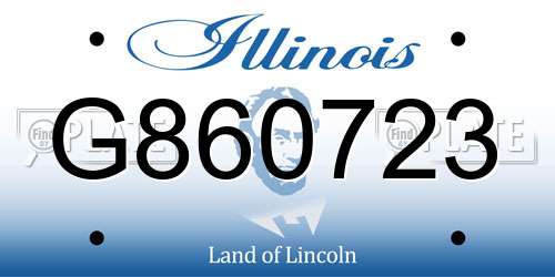 G860723 Illinois License Plate