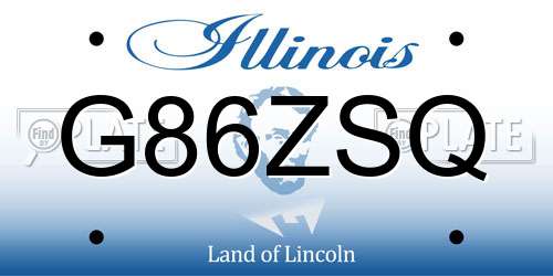 G86ZSQ Illinois License Plate