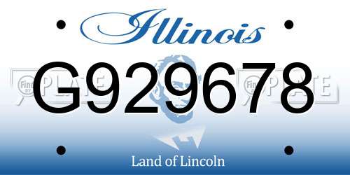 G929678 Illinois License Plate