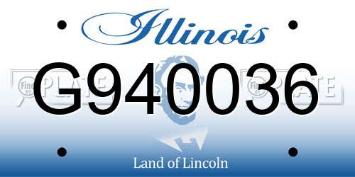 G940036 Illinois License Plate