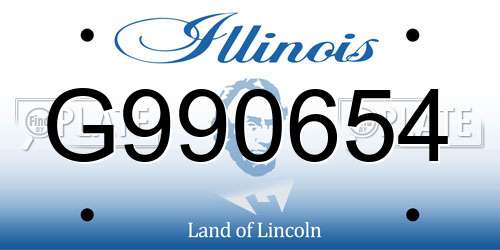 G990654 Illinois License Plate