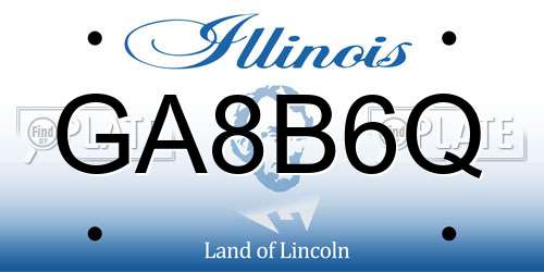 GA8B6Q Illinois License Plate