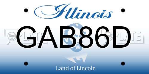 GAB86D Illinois License Plate