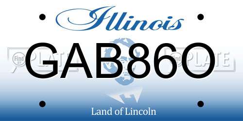 GAB86O Illinois License Plate