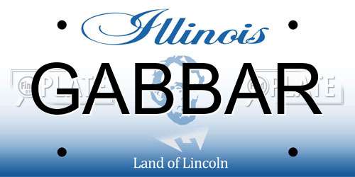 GABBAR Illinois License Plate