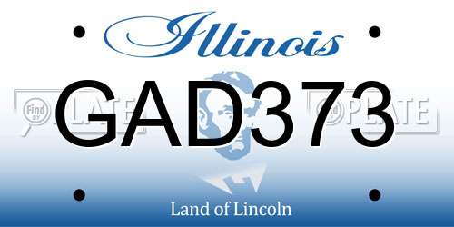 GAD373 Illinois License Plate