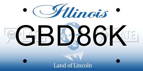 GBD86K Illinois License Plate