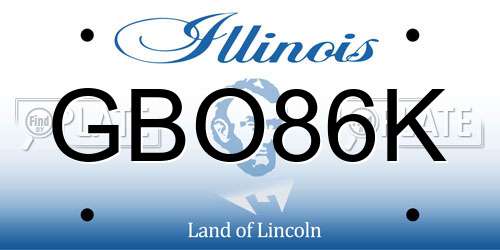 GBO86K Illinois License Plate