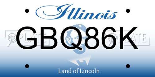 GBQ86K Illinois License Plate