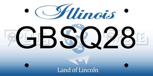 GBSQ28 Illinois License Plate