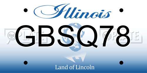 GBSQ78 Illinois License Plate