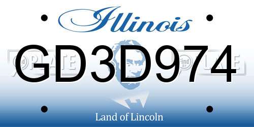 GD3D974 Illinois License Plate