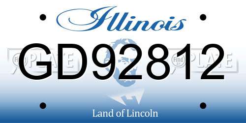 GD92812 Illinois License Plate