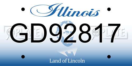 GD92817 Illinois License Plate