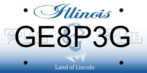 GE8P3G Illinois License Plate