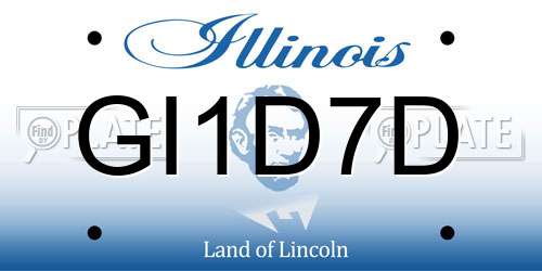 GI1D7D Illinois License Plate