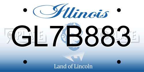 GL7B883 Illinois License Plate