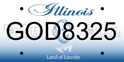 GOD8325 Illinois License Plate