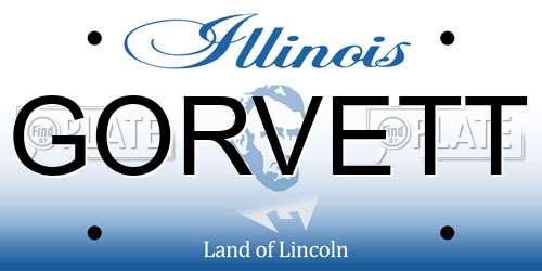 GORVETT Illinois License Plate