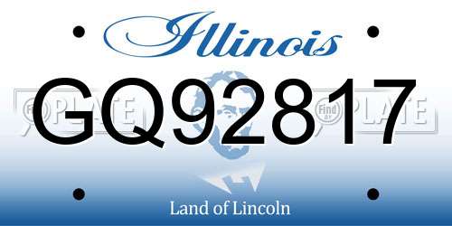 GQ92817 Illinois License Plate