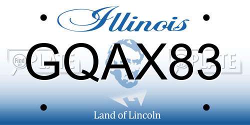 GQAX83 Illinois License Plate