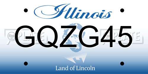 GQZG45 Illinois License Plate