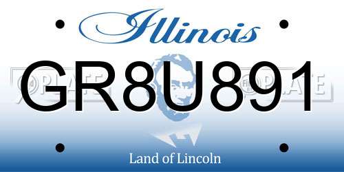 GR8U891 Illinois License Plate