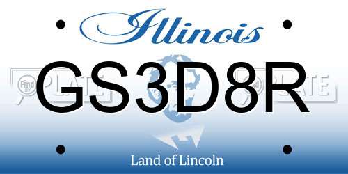GS3D8R Illinois License Plate