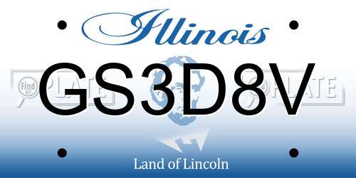 GS3D8V Illinois License Plate