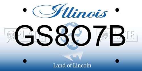 GS8O7B Illinois License Plate