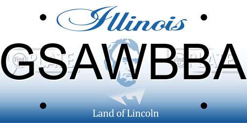 GSAWBBA Illinois License Plate