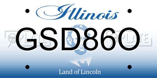 GSD86O Illinois License Plate